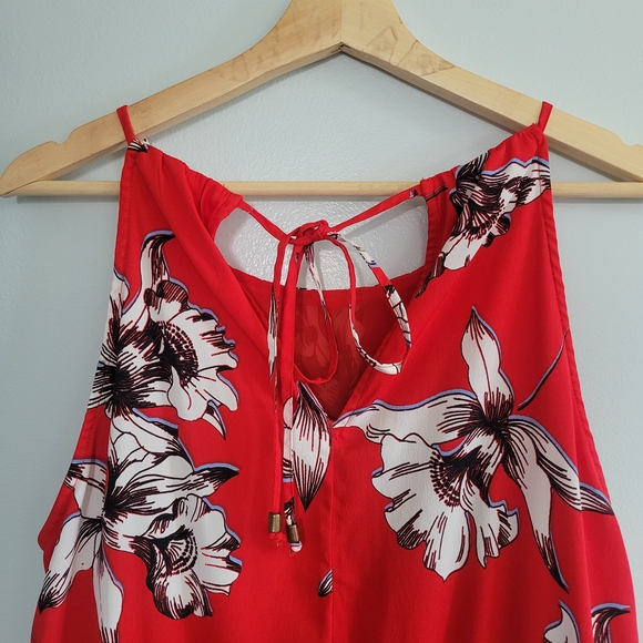 RIVER ISLAND Scarlet Floral Haulter Maxi Dress Tie-back Wedding Guest Size UK 12 - Picture 4 of 10